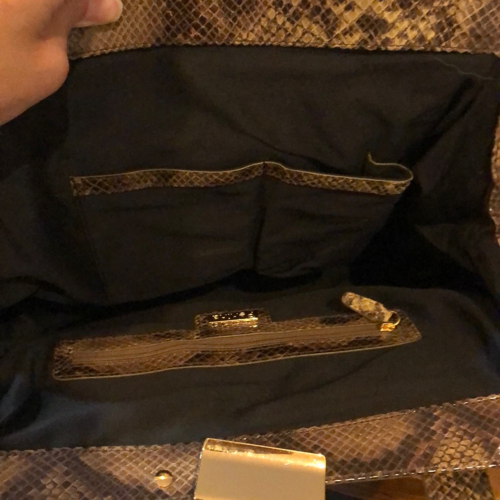 Perlina Python Embossed Leather Satchel - image 7